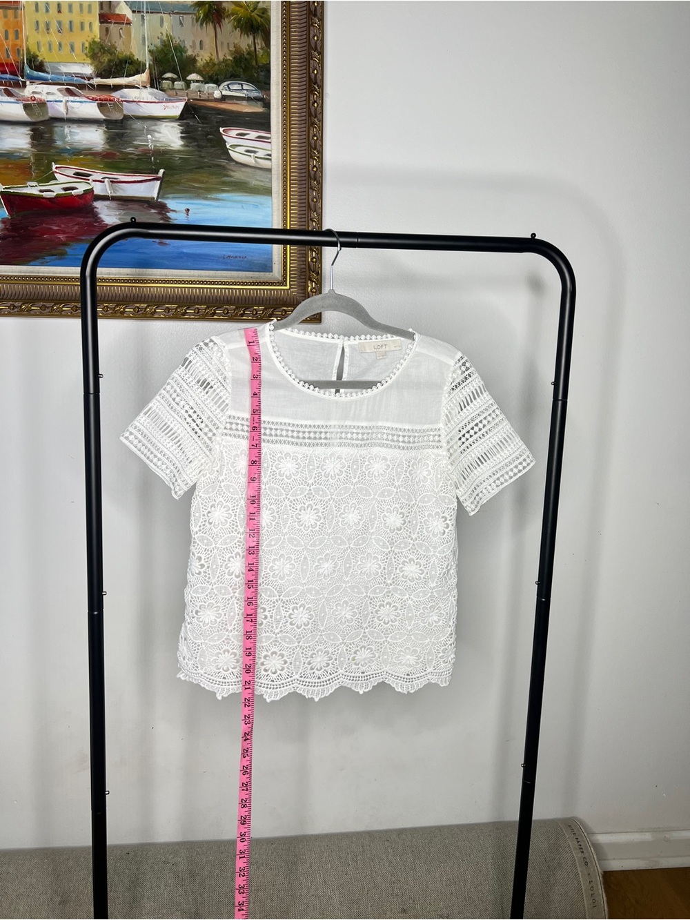 LOFT White Lace Short Sleeve Crochet Top - Picture 4 of 4
